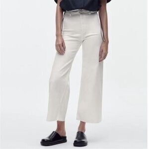 Zara White High-Waisted Marine Sailor Jeans